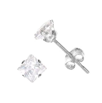 Hopeakorvakorut - Square Zircon 10mm