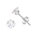 Hopeakorvakorut - Square Zircon 10mm
