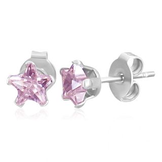 Korvakorut - Pink CZ Star 5mm