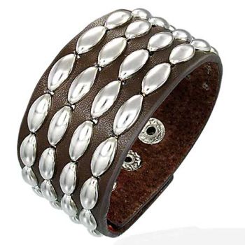 Nahkarannekoru - Fashion Rivets Brown