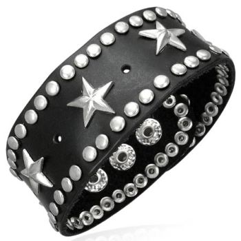 Nahkarannekoru - Rivets & Stars