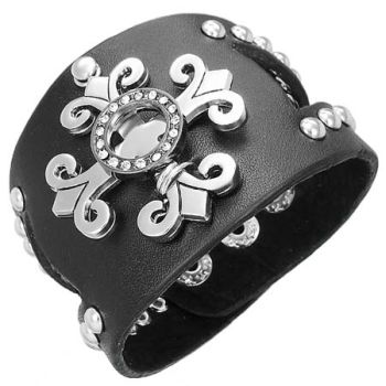 Nahkarannekoru - Round Zircon Cross