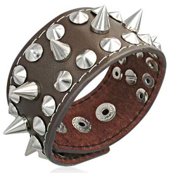 Nahkarannekoru - Three Line Rivets Brown