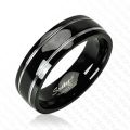Titaanisormus - Two Stripes Onyx Colored